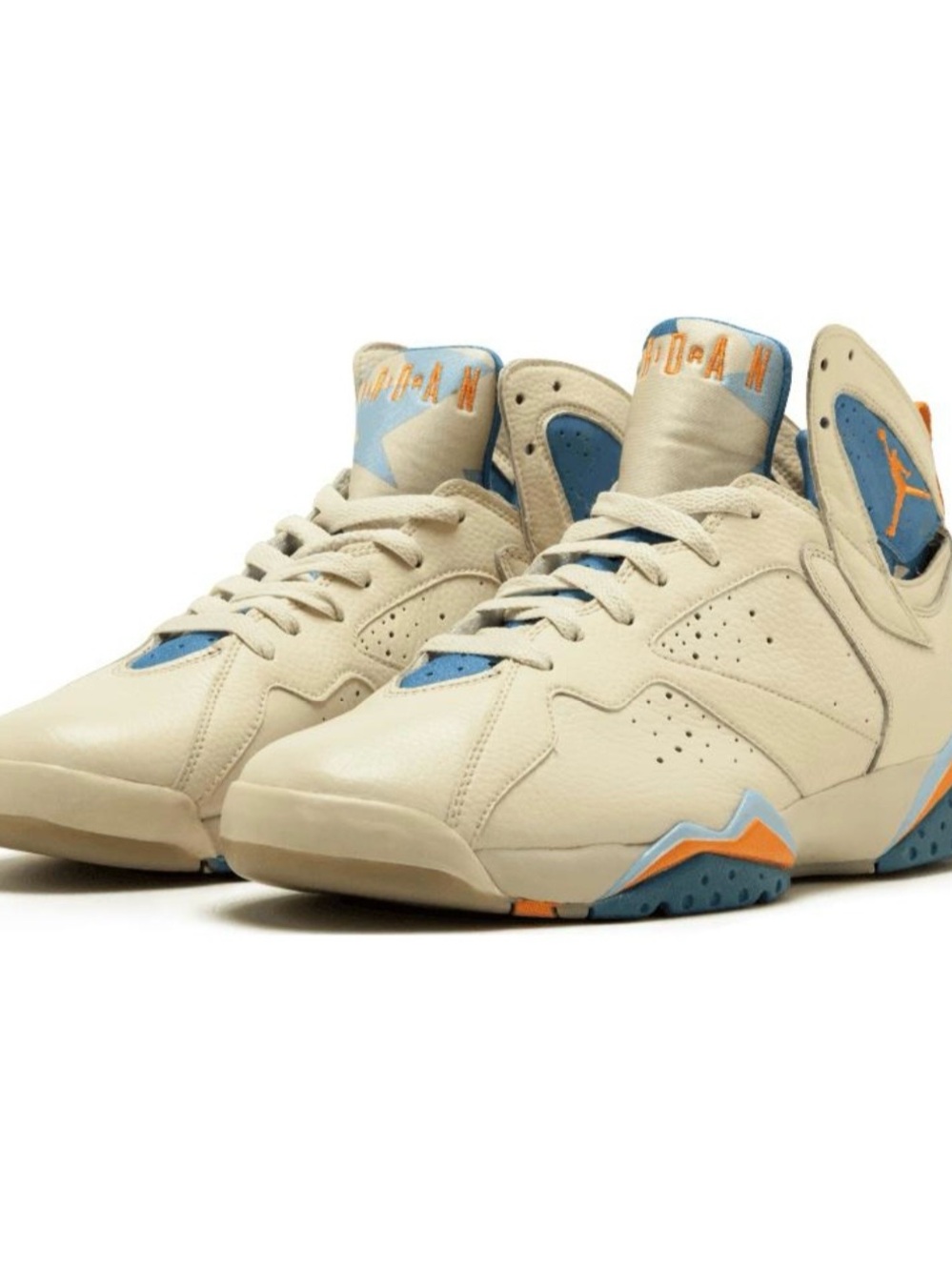 Jordan Men’s Sneakers in Cream with Light Blue and Orange Accents
